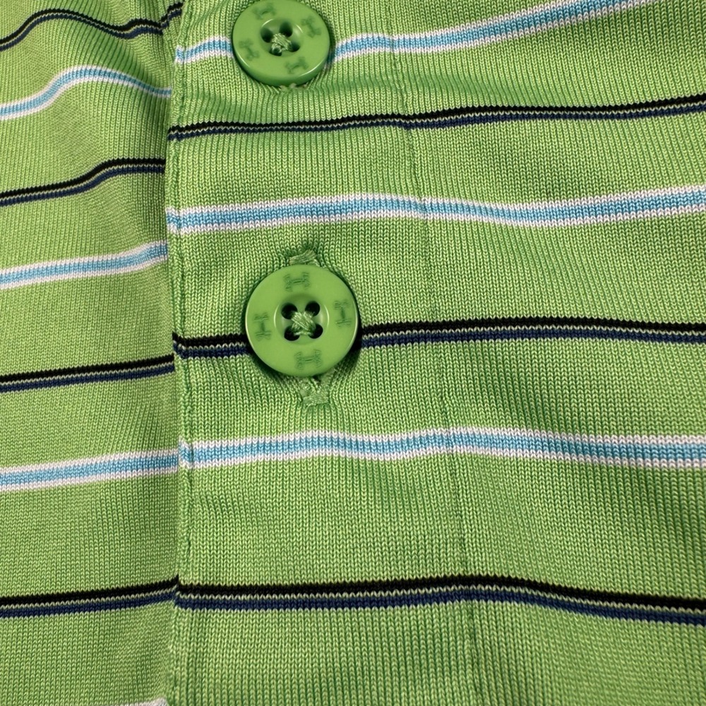 Under Armour Mens XL Lime Green Striped Golf Polo Shirt HeatGear Short Sleeve - Picture 4 of 10